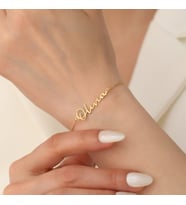 Kişiye Özel 925 Ayar Gümüş İsim Bileklik (Gold)