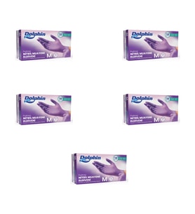 Dolphin Tek Kullanımlık Lila Nitril Eldiven - Muayne Eldiveni Medium Orta Boy - 100'lü 5 Paket