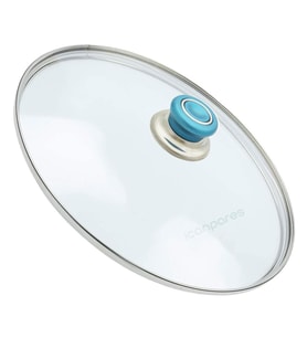 Tencere Tava Cam Kapak 30 cm ve Turkuaz Tutma Tepe (Beyaz)