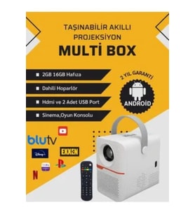 T6 Promax Android Projektör, Wi-Fi, Bluetooth, 240 İnç Ekran, Yansıtma, Dahili Hoparlör