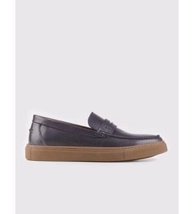 Erkek Hakiki Deri Lacivert Loafer Ayakkabı