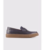 Erkek Hakiki Deri Lacivert Loafer Ayakkabı