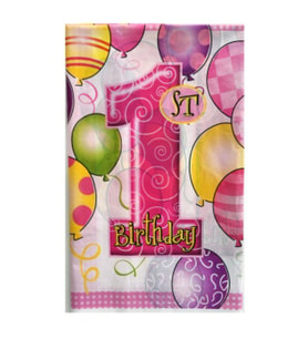 Masa örtüsü 1 yaş happy bırthday 108x180cm pembe pk:1-