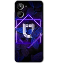 Realme 10 4G Kılıf HD Desen Baskılı Kılıf - Dark Neon Yaprak Ü Harfi