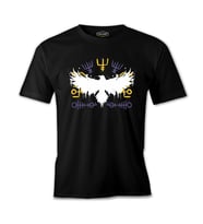 Raven Silhouette with Viking Symbols Siyah Erkek Tshirt
