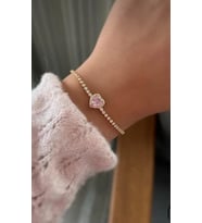 Pandora Pembe Taşlı  Gold Detaylı Bileklik Özel Çelik Bileklik