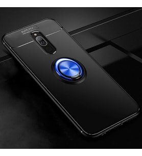 Xiaomi Redmi 8 Kılıf Yüzüklü Magnetli Ravel Case (Siyah-Mavi)
