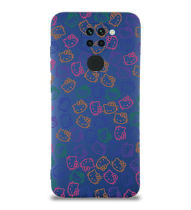 Xiaomi Redmi Note 9 Uyumlu Lansman Kılıf Hello Kitty Tasarımlı İçi Kadife Kapak-Lacivert (Şeffaf)