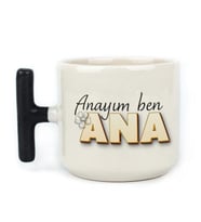 Anayım Ben Ana Baskılı Siyah Kulplu T Kupa