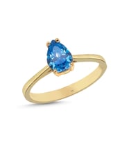 Akuamarin Damla Taşlı Gümüş Yüzük YZ02 (Altın)
