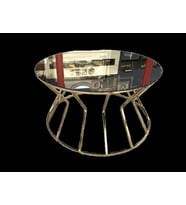 Brc 13853 CADDE Orta sehpa Model Metal Gold Renk kaplam Düz Siyah Renk TEMPER Cam