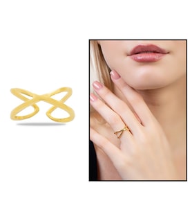 Cats Eye Tasarım Gold Renk Free Size 925 Ayar Gümüş Kadın Yüzük (Çok Renkli)