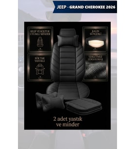 jeep grand cherokee 2026 Koltuk ve Kılıf uyumlu Minder Siyah Yastık Lüks 2 Minder 2 Yastık