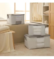 Ocean Home Textile 3'lü Pvc Pencereli Stuff & Things Gri Çizgili Hurç Set