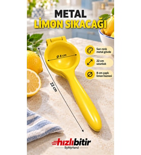 ByMyHand Döküm Sarı Limon Sıkacağı Narenciye sıkacağı(Büyük Boy)