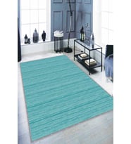 Turkuaz Sade Desensiz Kaymaz Tabanlı Dekoratif Halı ST09 - 100 x 160 cm