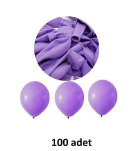 Lila Balon 12" - 30 cm Lateks Lila Renk Balon 10'lu Paket