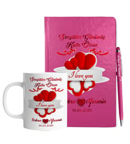Sevgililer Gününe Özel Pembe Defter Kalem & Kupa Hediye Seti 30