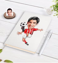BK Gift Kişiye Özel Türkiye Milli Takım Formalı Futbolcu Karikatürlü Beyaz Defter Kalem Seti-1