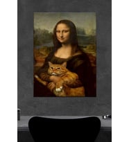 Mona Lisa Cat Ahşap Poster (27x18)