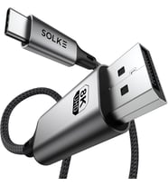 USB-C to DisplayPort 1.4 Kablo 2 Metre 8K 60Hz 4K 144Hz 2K 240Hz Type-C to DP Monitör Kablosu Thunderbolt 5/4/3 Uyumlu