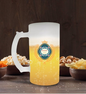 BK Gift Kişiye Özel İsimli Buzlu Cam Bira Bardağı 50cl-109 (Beyaz)