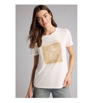 Defacto Çiçekli Ekru Kadın T-Shirt H2356AX/ER105