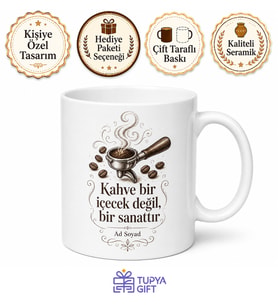 Barista İçin Özel Tasarım Seramik Baskılı Kupa Bardak Kahve Hediyesi