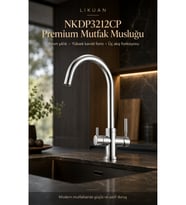 NKDP3212CP Premium Krom 3 Akışlı Mutfak Musluğu Filtreli İçme Suyu