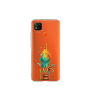 Redmi 9c ile uyumlu Splash ahtapot tasarımlı şeffaf silikon kılıf