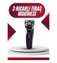 3 Bıçaklı Döner Başlıklı Sakal Sıfır Alma Tıraş Makinesi Profesyonel Paslanmaz Çelik