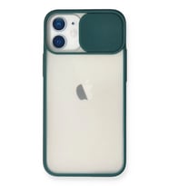 Mey İthalat® iPhone 11 Kılıf Palm Buzlu Kamera Sürgülü Silikon - Yeşil