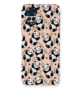 Xiaomi Redmi Note 11 Uyumlu Lansman Kılıf Panda Tasarımlı İçi Kadife Kapak-Pudra (Şeffaf)