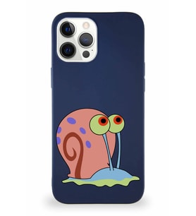 Apple iPhone 12 Pro Max Soft Premier Kapak Salyangoz Gary Tasarımlı Silikon Kılıf - Lacivert (Şeffaf)