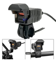 Type C ve Usb portlu Voltmetre göstergeli motosiklet şarj aparatı