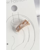 Pirinç Gold Renk Zirkon Taşlı 3'Lü Sıralı Model Kadın Kıkırdak Küpe - TJ-BKP10580