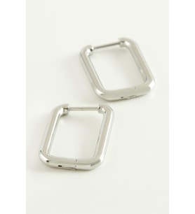 Dikdörtgen Lüks Çelik Küpe 2 cm (Gümüş)