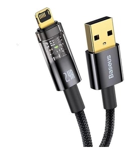 Şeffaf Uçlu iPhone 45w Usb Hızlı ve Dayanıklı Şarj ve Data Işıklı Örgü Kablo 1 Metre