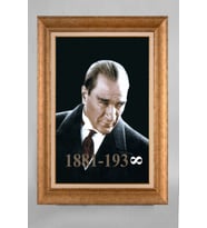 Altın Varaklı Çerçeveli Paspartulu Atatürk Tablo a709 (Gold)