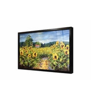 Tablosan Ayçiçeği Tarlası Çerçeveli Cam Tablo