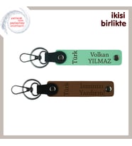 Patrona Şık Hediye, Türk Yazısı Temalı İsim& Soyisim Yazılı 2’li Anahtarlık, Yeşil-Kahve