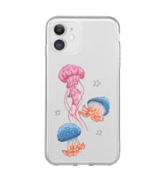 Iphone 11 Uyumlu Deniz Anası ve Mantar Tasarımlı Şeffaf Telefon Kılıfı