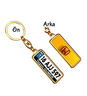 Kişiye Özel Honda Kırmızı Parıltı Logo Tema Plaka Anahtarlık (Altın)