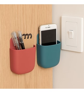 2'li Yapışkanlı Masa Kenarı Organizer Cep – Kalem, Defter, Telefon Düzenleyici Saklama Kutusu Masaya Zarar Vermeyen, Delmeden Uygulanan Pratik Organizer