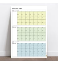 Tarihsiz Üç Aylık Duvar Takvimi, 90 Günlük Plan, Duvar Planlayıcı, Yeşil Renk - 35x50 cm