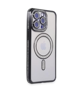 İphone 15 Pro Kılıf Joke Simli Magneticsafe Kılıf - Siyah