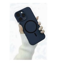 Coverzone ?phone 13 Pro ile Uyumlu Kadife ?� Y�zeyli Premium Silikon K?l?f MagSafe ile Uyumlu Kablosuz ?arj Destekli Darbe Emici Yumu?ak Dokulu Koruma Tasar?ml? Telefon K?l?f? Lacivert