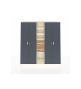Hyperion Dolap 15 Raflı 2 Çekmeceli 4 Kapaklı 220x44x243 Aytaşı-Antrasit/Çam
