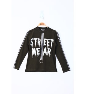 Toontoy Kız Çocuk Sweatshirt Street Wear Baskılı (Haki)