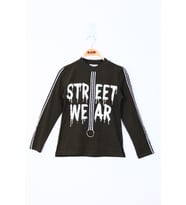 Toontoy Kız Çocuk Sweatshirt Street Wear Baskılı (Haki)